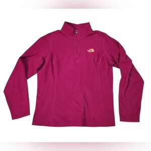The North Face Womens L 1/4 Zip Micro Fleece Pullover Top Wine Lightweight